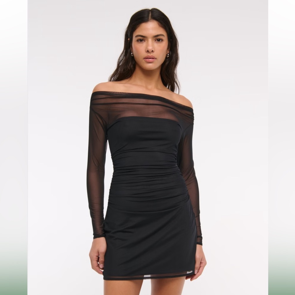 Abercrombie Off-The-Shoulder Mesh Mini Dress Size Small Tall